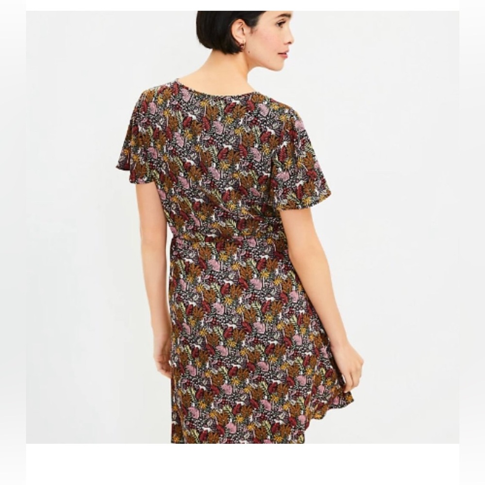Ann Taylor LOFT Paradise Lost Jungle Safari Dress Pintuck Size Large Brown Pink - Picture 6 of 13